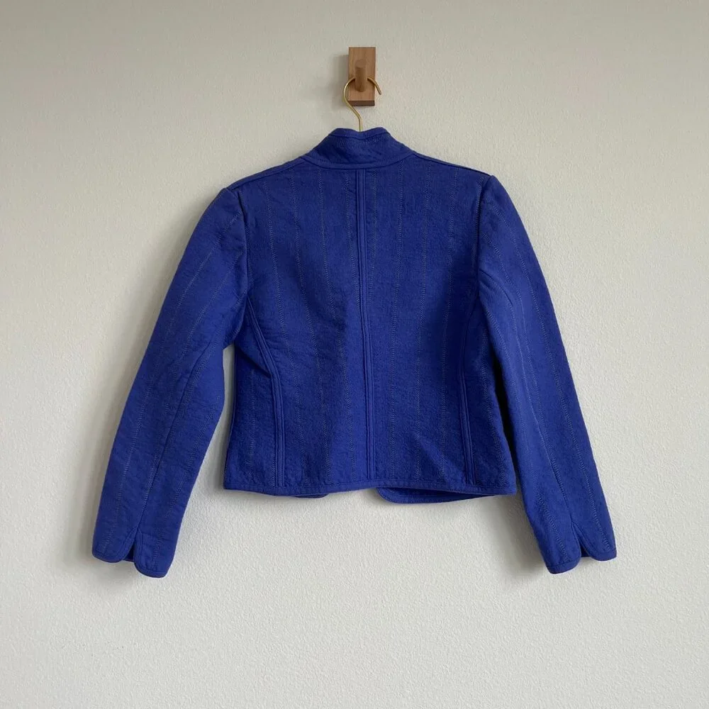 Vintage 90s Louis Feraud Paris 100% Virgin Wool Lapis Lavendar Jacket - Picture 2 of 10
